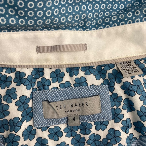 TED BAKER Light Blue Polo Shirt Short Sleeve with Geometric Floral Size 4 (L) - Picture 3 of 11